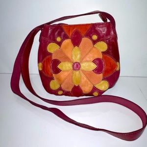 Lucky brand vintage looking leather and suede small crossbody bag